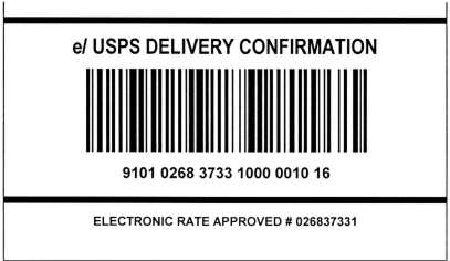 Shows the electronic service option identification for Priority Mail with Delivery Confirmation.