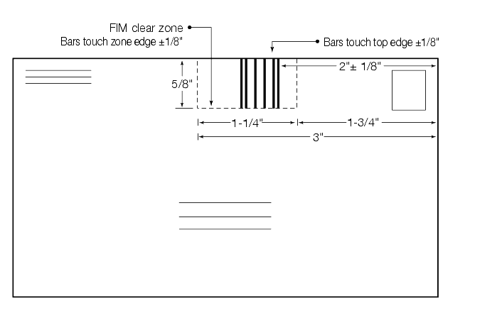 Shows the specifications for placement of a facing identification mark on First-Class Mail.