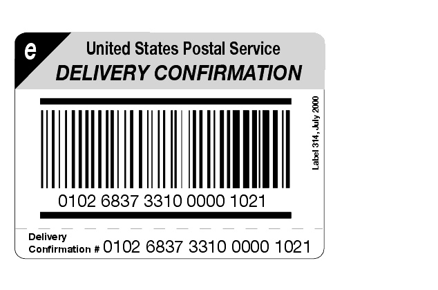 Shows Label 314, Delivery Confirmation.