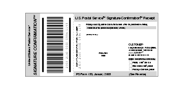 Shows Form 153, Signature Confirmation receipt.