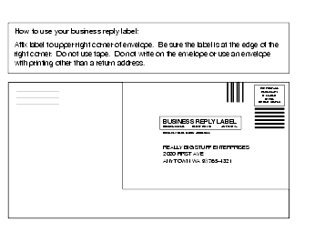 Shows the instructions for affixing Business Reply label.