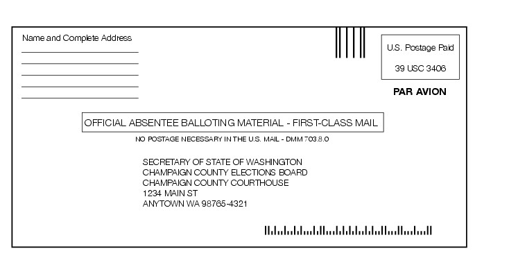 Shows the format for balloting material envelope.