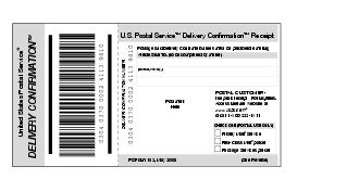 Shows Form 152, Delivery Confirmation receipt. (click for larger image)