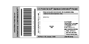 Shows Form 153, Signature Confirmation receipt. (click for larger image)