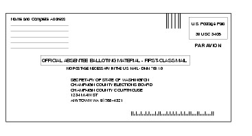 Shows the format for balloting material envelope. (click for larger image)