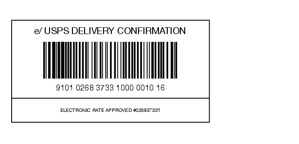 Shows the electronic service option identification for Priority Mail with Delivery Confirmation. (enlarged image)