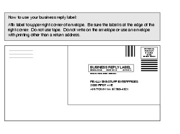 Shows the instructions for affixing Business Reply label. (click for larger image)