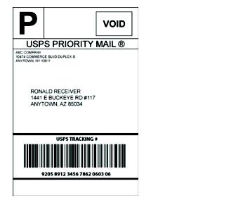 Shows a printed insurance label with integrated barcode.