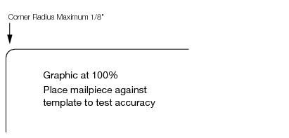 Shows the maximum corner radius for letter-size, card-type mailpieces.