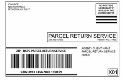 Parcel Return Service label using a concatenated barcode