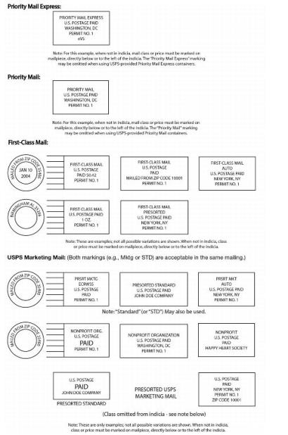 Exhibit 5.3.11 Indicia Formats for Official Mail and Other Classes - 2