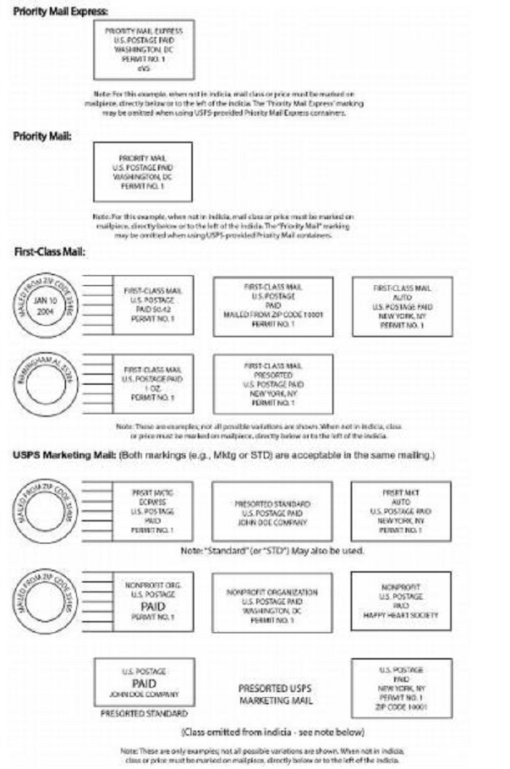 Exhibit 5.3.11 Indicia Formats for Official Mail and Other Classes - 2