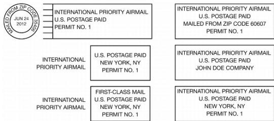 International Priority Airmail indicia.