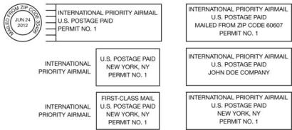 International Priority Airmail indicia.