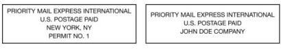 Priority Mail Express International indicia.