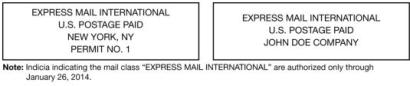 Express Mail International indicia.
