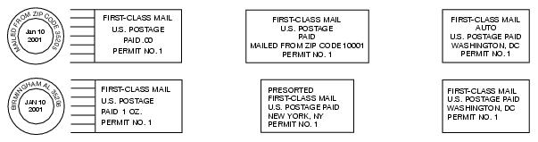 This graphic shows First-Class Mail Permit Imprints.