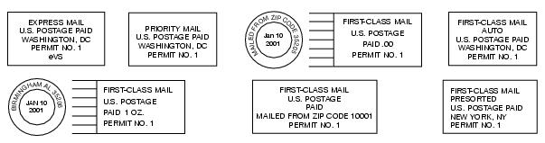 This graphic shows First-Class Mail Permit Imprints.