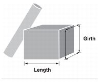 Parcel dimensions: length, girth, and length plus girth.