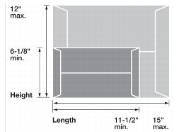 Flat dimensions. Image shows minimum and maximum size for flats.