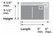 Card dimensions. Image shows minimum and maximum size for postcards.
