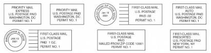Permit imprints - priority mail express, priority mail, and first-class mail