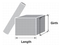 Parcel dimensions: length, girth, and length plus girth.