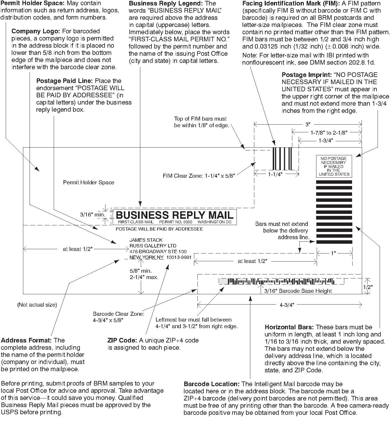 Business reply mail layout guidelines.
