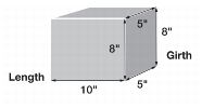 Measuring length and girth for a box.