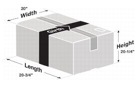 Priority mail dimensional weight for rectangular shaped parcels to zone 5-8. Rectangular box showing dimensions for length, width, and height.