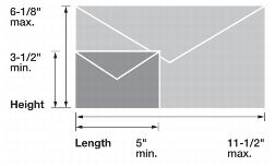 Letter dimensions. Image shows minimum and maximum size for letters.