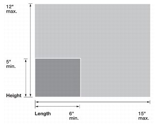 First-class mail, USPS marketing mail, bound printed matter, and periodicals specifications. Image shows physical standards for automated flat processing.