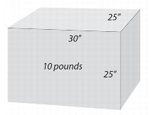 Ten pound parcel measuring 30 inches long, 25 inches wide, and 25 inches tall. Oversize price example. Ten pound parcel measuring 30 inches long, 25 inches wide, and 25 inches tall. Oversize price example.