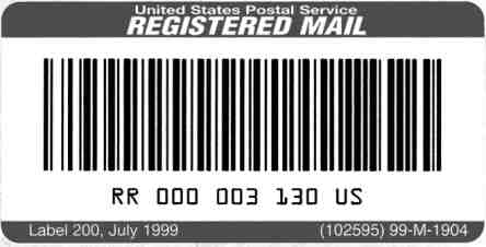Shows the label for Registered Mail.
