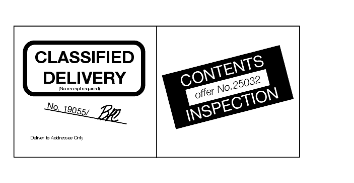 Shows prohibited imitations of stamps and official markings.