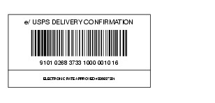 Shows the electronic service option identification for Priority Mail with Delivery Confirmation. (click for larger image)
