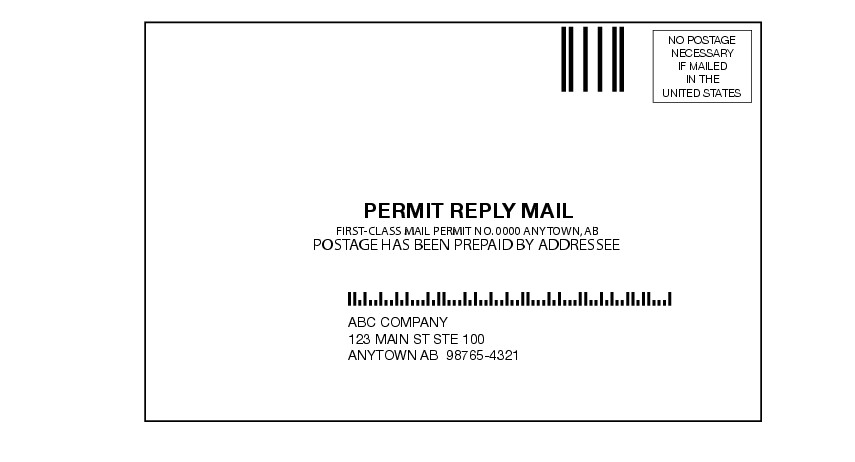 Shows the format elements for Permit Reply Mail label as described in the accompanying text. (enlarged image)