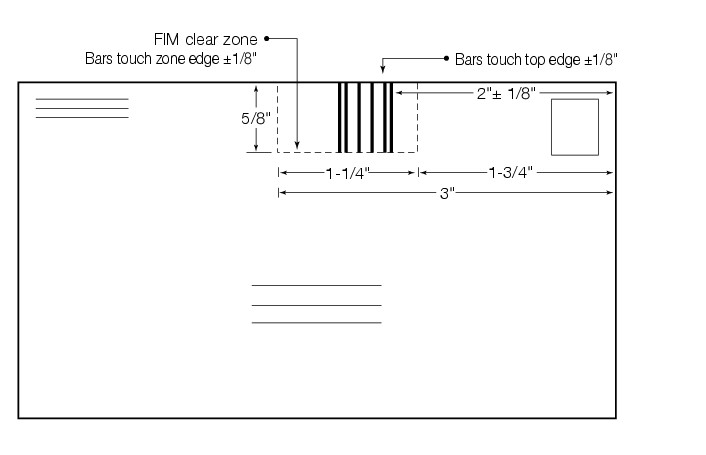 Shows the specifications for placement of a facing identification mark on First-Class Mail. (enlarged image)