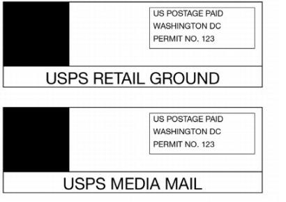 Exhibit 3.4 USPS retail ground and package services indicator examples. Two sample labels with USPS retail ground and USPS media mail service indicators.