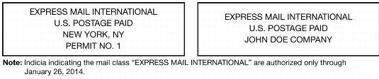 Express Mail International indicia.