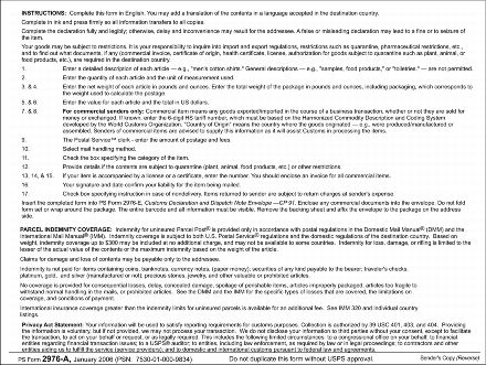 Exhibit 123.721 - PS Form 2976-A (Instructions)