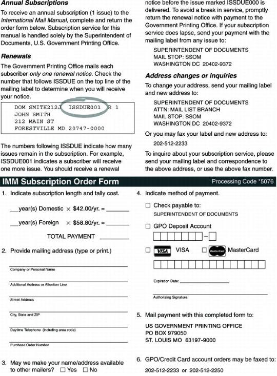 IMM Subscription Services form