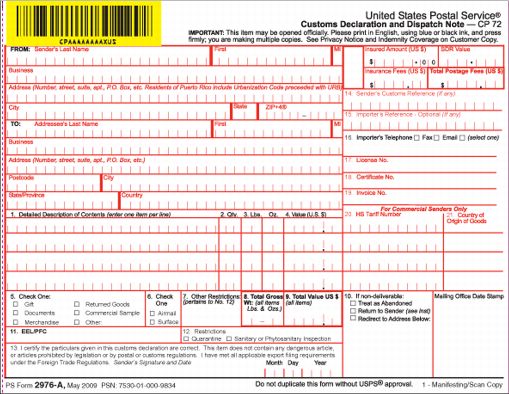 PS Form 2976-A - Dispatch Note