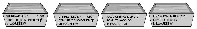 This graphic shows the traying sequence for First-Class Mail Automation Letters and Cards as described in the text.