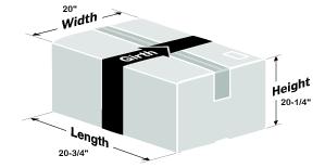 This graphic shows a rectangular box with dimension for length, height, and width as described in the text