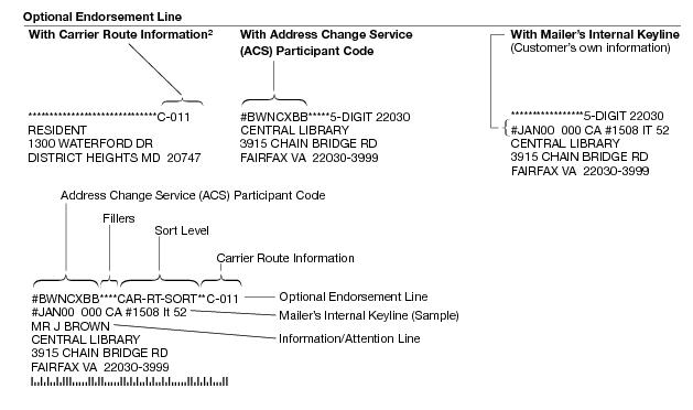 This graphic shows the optional endorsement line as described in the text.