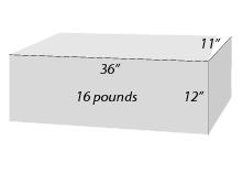 This graphic shows an example of a Priority Mail rectangular package requiring Dimensional Weighting. It is 10 pounds and measures 20 ¾ inches long, 20 inches wide and 20 ¼ inches tall.