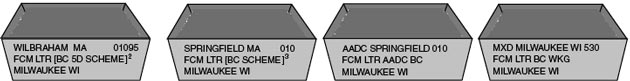 This graphic shows the traying sequence for First-Class Mail Automation Letters and Cards.