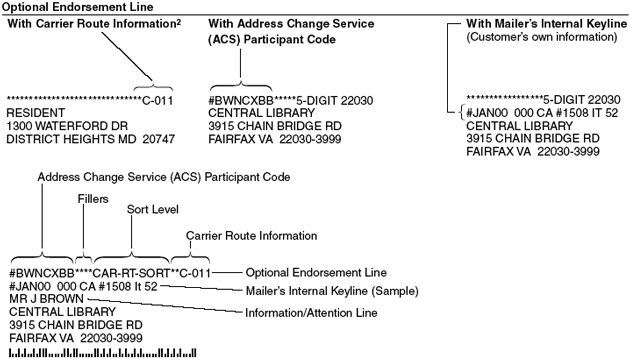 This graphic shows the optional endorsement line as described in the text.