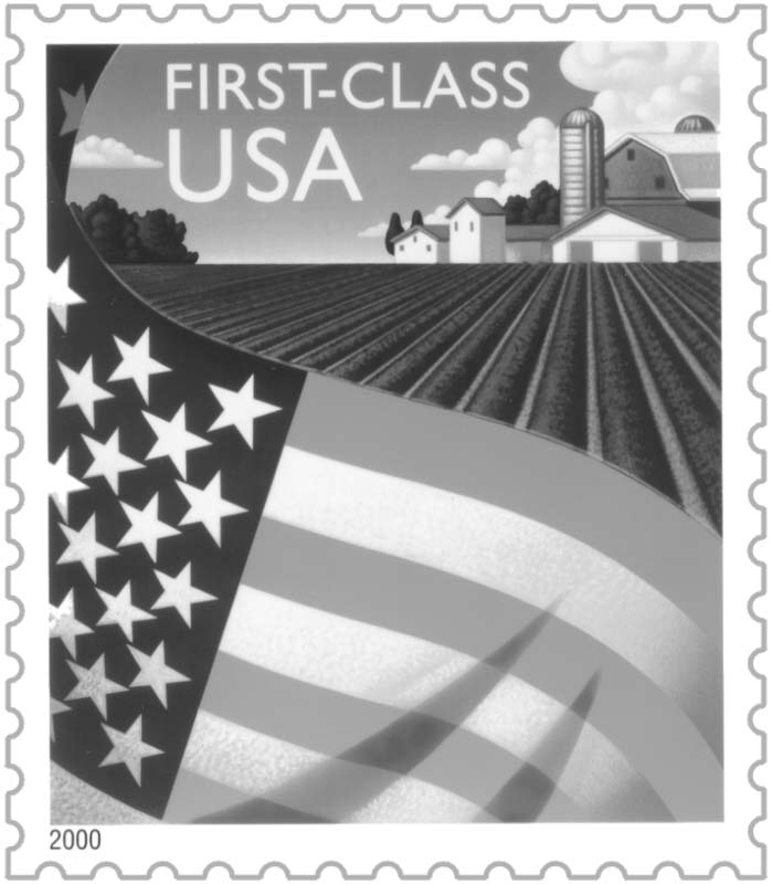 Graphic illustrates the stamp described in the text below it.